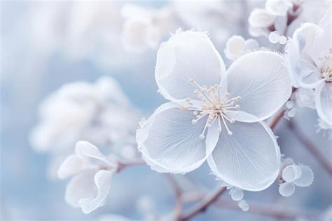 Premium Ai Image Tree Branch With Blossoms On A Snowy Day A Winter