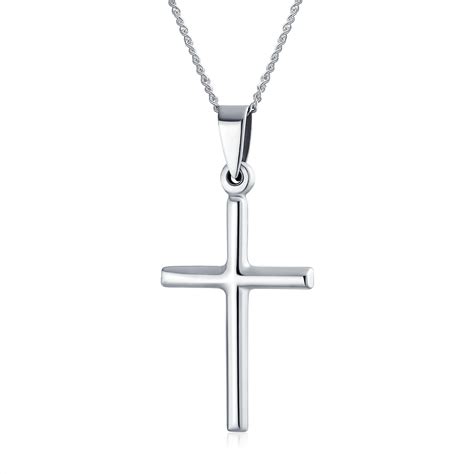 Simple Plain Religious Cross Pendant Necklace 925sterling Silver 1