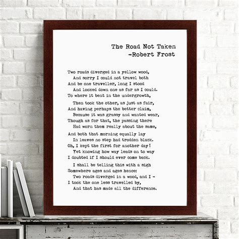 The Road Not Taken Robert Frost Poem Print Poem Wall Art Etsy