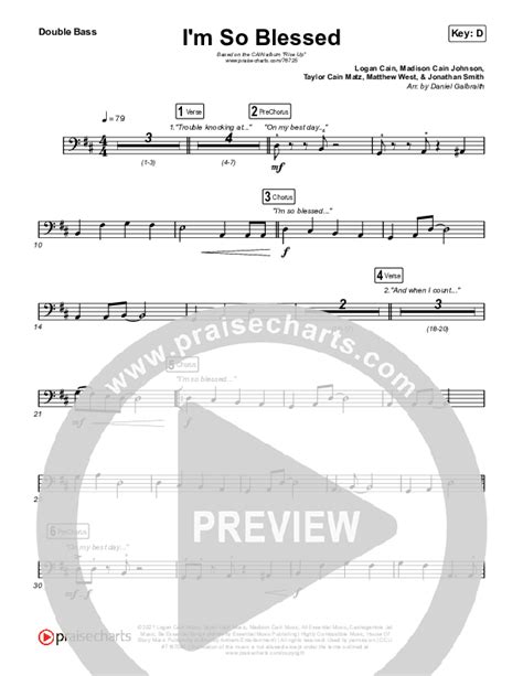 I M So Blessed String Bass Sheet Music PDF CAIN PraiseCharts