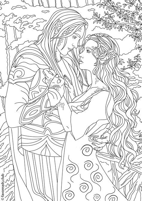 Fantasy Romance Printable Adult Coloring Page From Favoreads Etsy Denmark