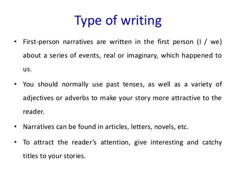 Examples Of Writing In First Person How To Write A Narrative Essay