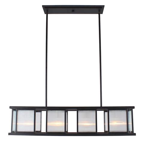 Eglo Henessy 34 In W X 44 In H 4 Light Black And Brushed Nickel Linear Pendant With Reeded