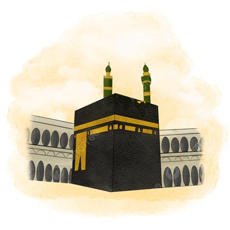 Islamic Clipart Holy Kaaba In Mecca Saudi Arabia Watercolor Islamic