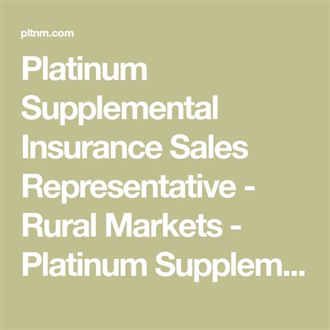 Platinum Supplemental Insurance Sales Representative Rural Markets