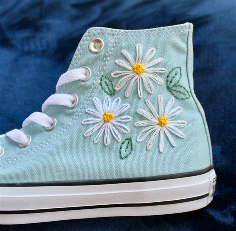 Daisy Embroidered Converse Etsy Embroidery Shoes Diy Shoes