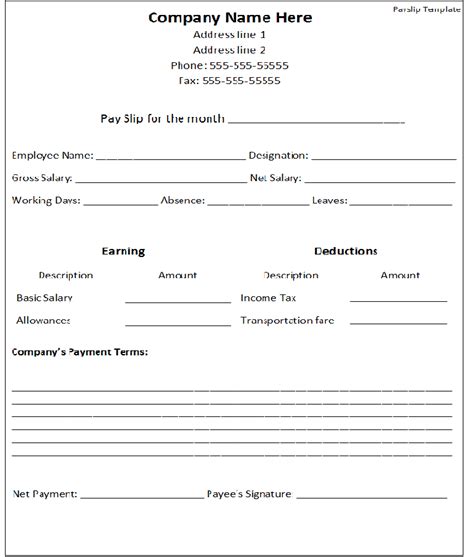 Top 20 Formats Of Salary Slip Templates Word Templates Excel Templates