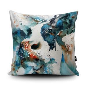 Blue Cow Pillow By Liz Chaderton Cow Watercolour Vegan Cushion Cow