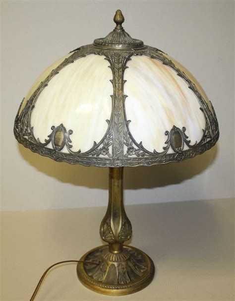 Bargain Johns Antiques Antique Slag Glass Panel Lamp Salem