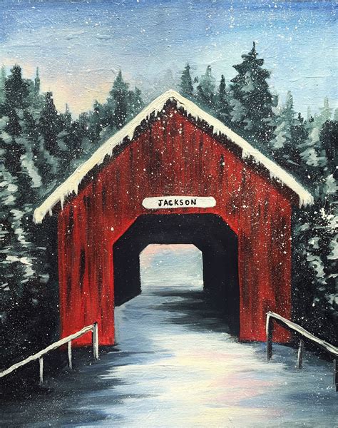 Pin By Theresa Hollister On Art And Crafts Covered Bridge Painting