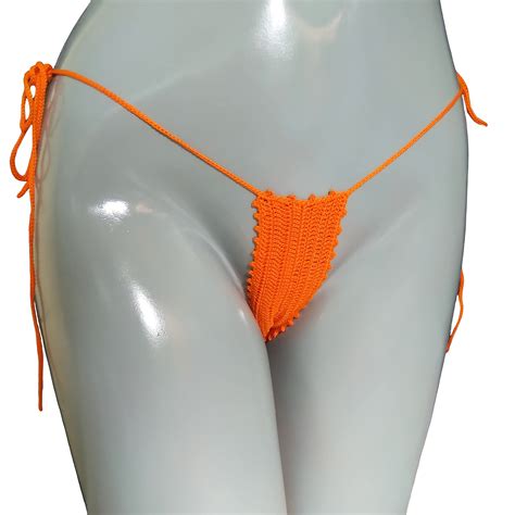 Buy Extreme Micro Bikini Bottom Pumpkin Color Crochet Micro Thong Bikini Bottoms G String Thong