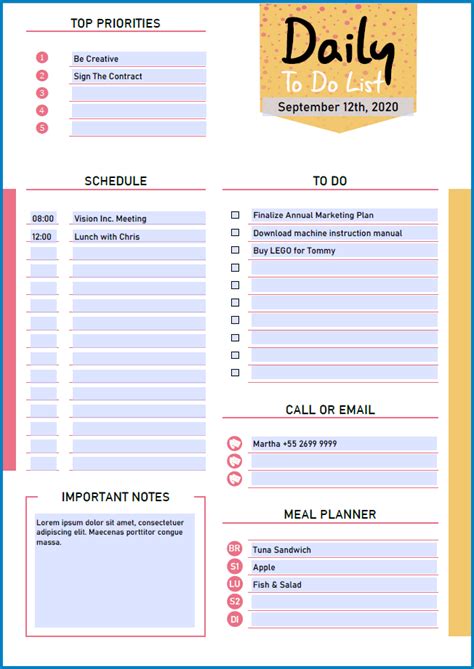 Free Printable Daily Checklist Template