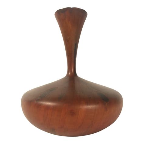 Master Woodturner Ron Kent Signed Norfolk Pine Turned Wood Vase Wood