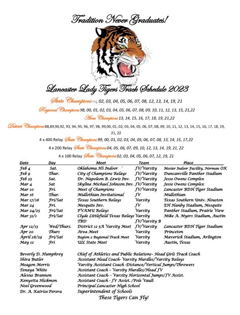 Lancaster Tigers Athletics Schedules Lancaster Independent School