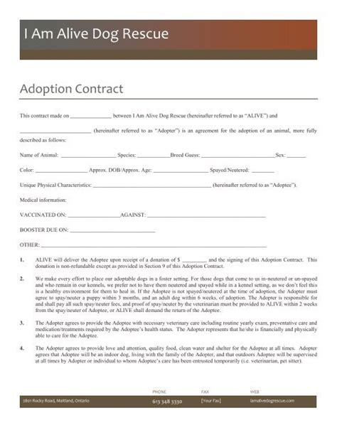 Adoption Agreement Pdf I Am Alive Dog Rescue