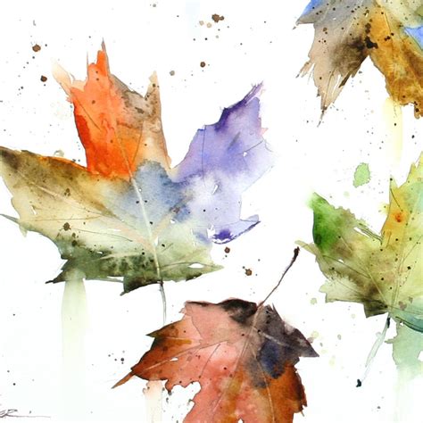Autumn Leaves Watercolor Print By Dean Crouser