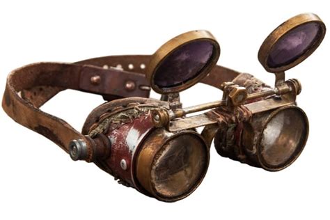 accessories eyewear brass steampunk victorian style spike goggles colored lenses and ocular loupe
