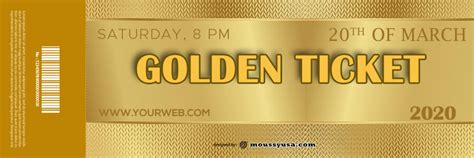 10 Golden Ticket Template Example Psd Design Mous Syusa