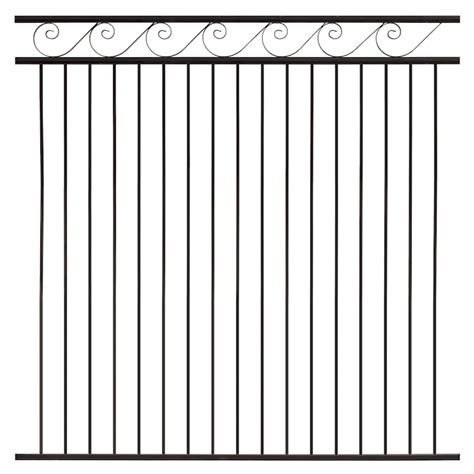 gilpin 6 ft h x 6 ft w black steel spaced picket flat top decorative fence panel in the metal