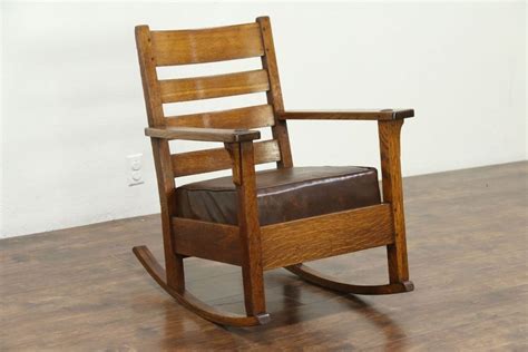 Arts And Crafts Mission Oak Antique Rocker Craftsman Rocking Chair