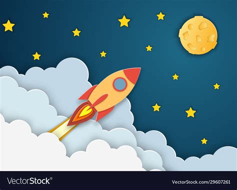 Rocket Launch To Moon Royalty Free Vector Image