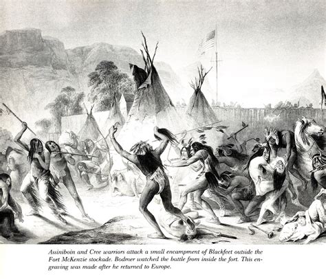 Assiniboin And Cree Warriors Attack Blackfeet Karl Bodmer Wikiart