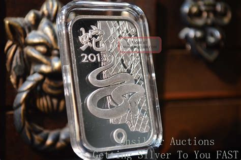 1 Oz Pure Silver Bar 999 Fine Silver Bullion 2013 Year Of The Snake Design