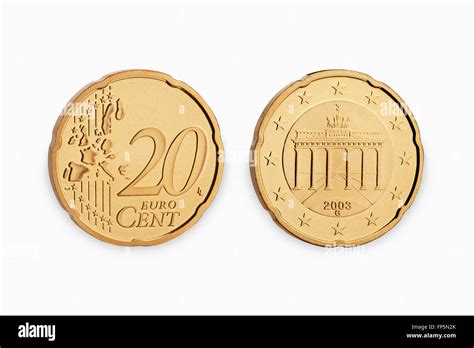 Twenty Euro Coin Cent Isolated On White Background Stock Photo Alamy