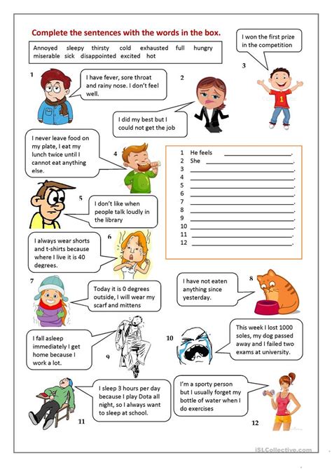 Adjectives To Describe Feelings English Esl Worksheets