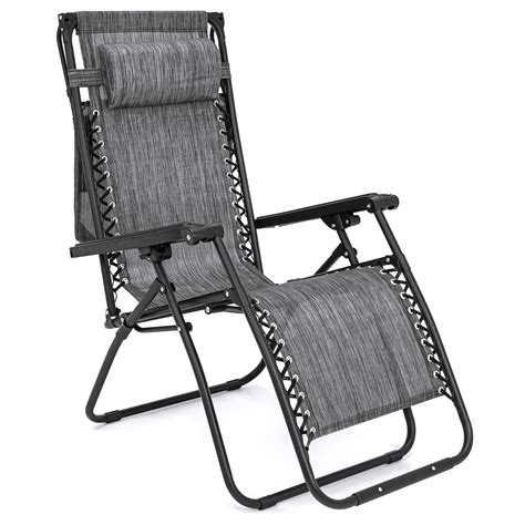 Adjustable headrest or lumbar support pillow. Folding Zero Gravity Recliner Lounge Chair Canopy Shade ...