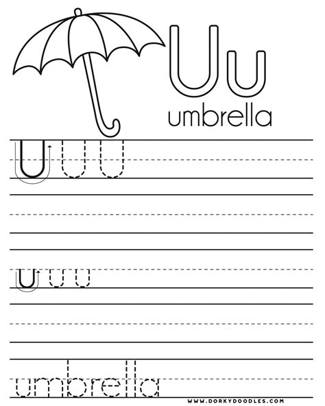 Printable Letter U Tracing Worksheets For Preschool A