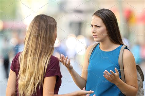 Two Angry Women Friends Talking High Quality People Images ~ Creative