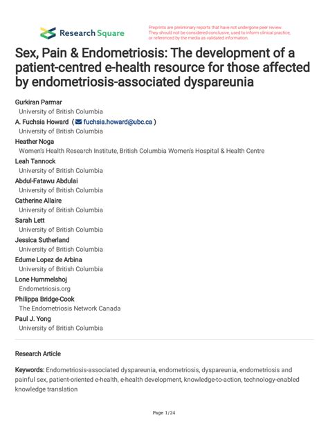 Pdf Sex Pain And Endometriosis The Development Of A Patient Centred E