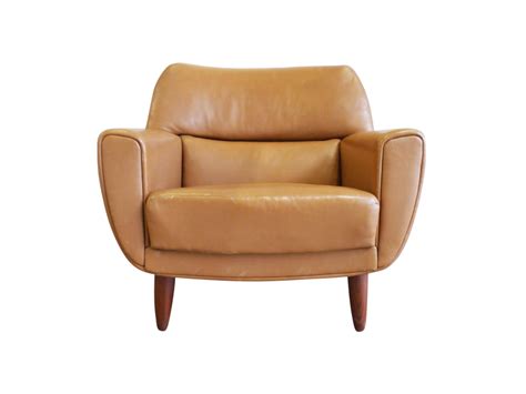 Danish Midcentury Tan Leather Lounge Chair By Illum Wikkelsø On