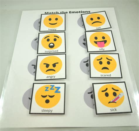 Match The Emotions Worksheet Emotions Matching Game Etsy Canada