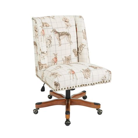 Animal Print Fabric Upholstered Rolling Office Chair With Casters