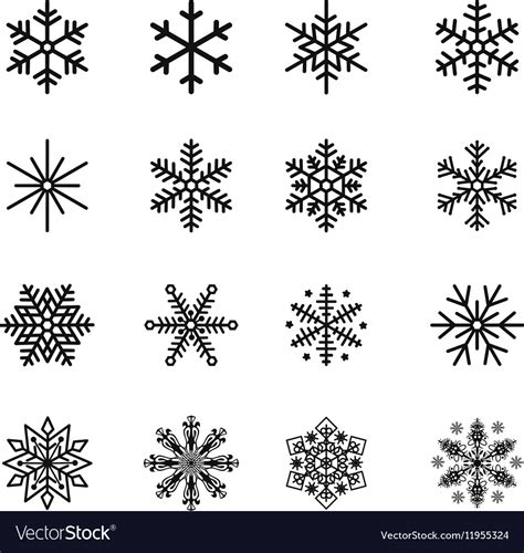 Snowflake Icons Silhouette Royalty Free Vector Image