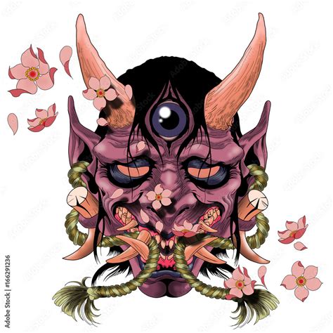Traditional Female Japanese Demon Tattoo Design In Full Color It Is