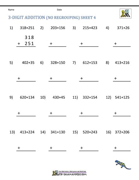 3 Digit Addition With Regrouping Worksheets
