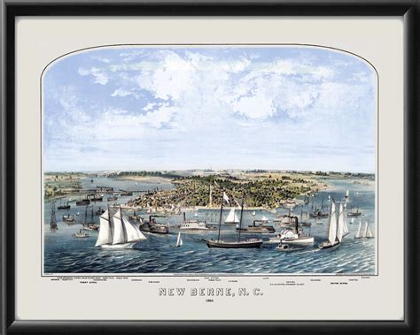 New Bern Nc 1864 Vintage City Maps