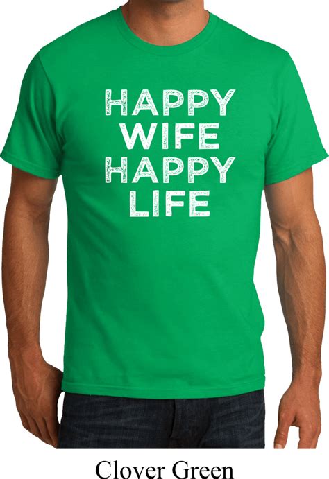 Mens Funny Shirt Happy Wife Happy Life Organic Tee T Shirt Happy Wife Happy Life Mens Funny Shirts