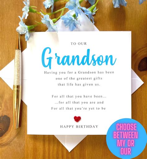 Grandson Birthday Card Grandson Poem Adult Grandson Birthday Etsy