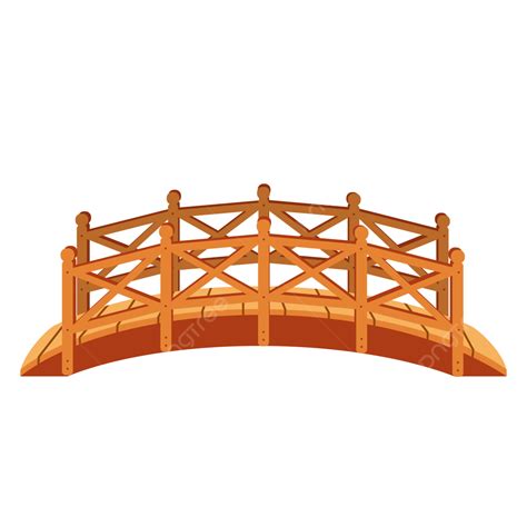 Brown Wooden Bridge Vector Illustration Bridge Wooden Bridge Cartoon