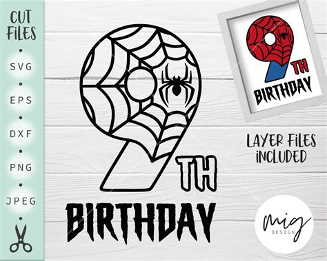 9th Birthday Spiderman Svg Spiderman Birthday Svg Nine | Etsy UK