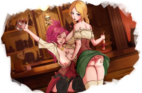Rule 34 2girls Alcohol Ass Ass Grab Background Barmaid Blonde Hair Breasts Drunk Fategrand