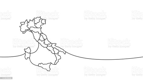 Mappa Dellitalia A Una Linea Di Disegno Continuo Litalia Confina Con
