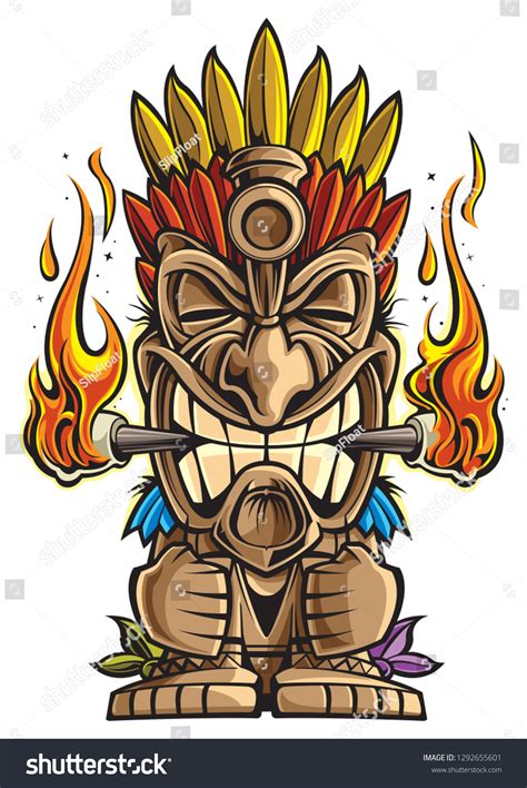 Tiki Statue Cartoon Stock Vector Royalty Free 1292655601 Shutterstock