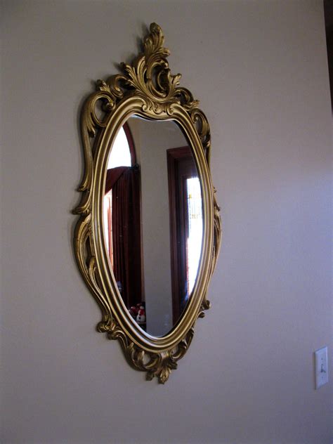 Large Ornate Syroco Wall Mirror Oval Shape Plastic
