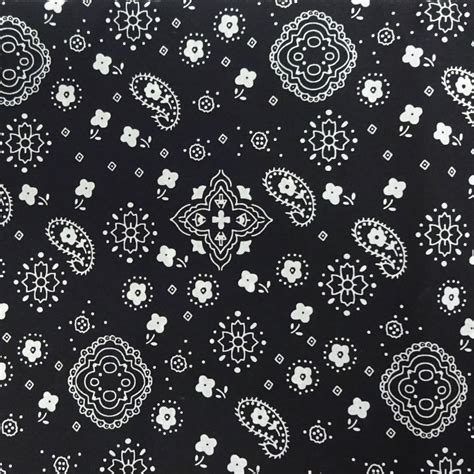 3 Yards Cut Poly Cotton Bandana Print Fabric Black Shason Textile