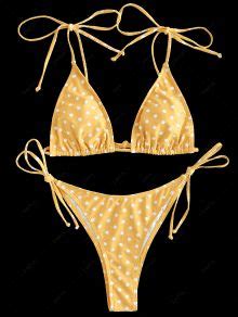 HOT 2019 ZAFUL Polka Dot String Bikini Set In RUBBER DUCKY YELLOW M